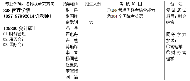 武汉工程大学2017年会计硕士MPAcc招生简章