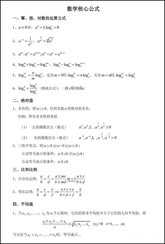 重要！MPAcc管理类联考数学必考公式汇总！