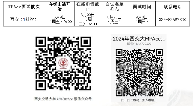 2024年西安交通大学MPAcc提前批面试网报通知 